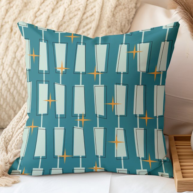 Mid Century Modern Atomblock Teal, Aqua Kudde (Skapare uppladdad)