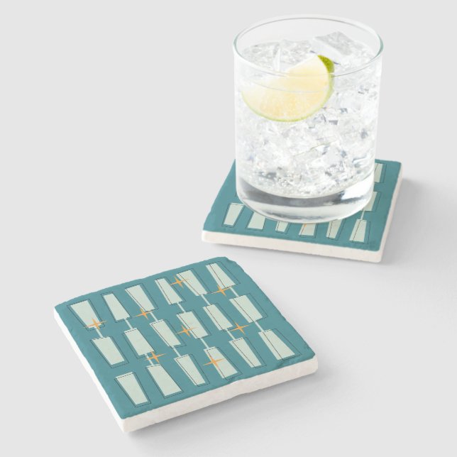 Mid Century Modern Atomblock Teal, Aqua Stenunderlägg (Sidan)