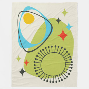 Mid Century Modern Atomic Age 14 Gröntar, Blue Fleecefilt