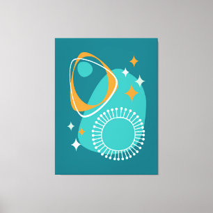 Mid Century Modern Atomic Age 14 Teal Aqua Orange Canvastryck
