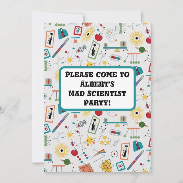Mid Century Modern Atomic Age STEM Physics Scatter Inbjudningar (Framsida)