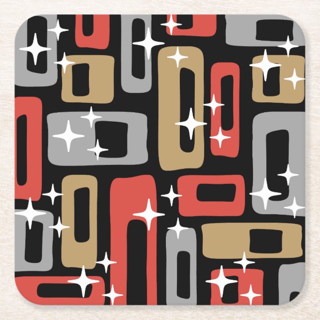 Mid Century Modern Atomic Christmas Underlägg Papper Kvadrat (Framsidan)