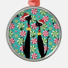 Mid Century Modern Atomic ERA Coola Cat Peppermint Julgransprydnad Metall