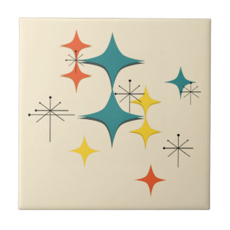 Mid Century Modern Atomic Era Starbursts Turcos Kakelplatta
