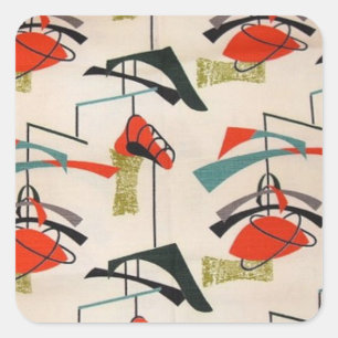 Mid Century Modern Atomic Fabric Stickers Fyrkantigt Klistermärke