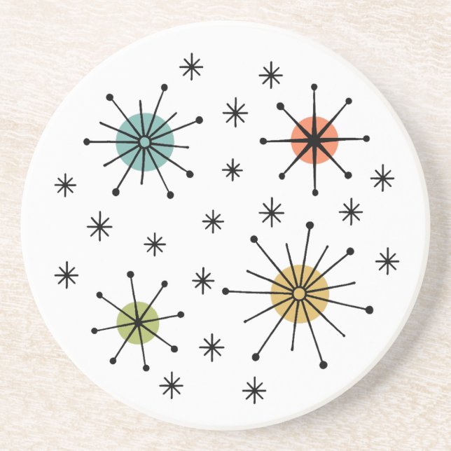 Mid Century Modern Atomic Starburst Pattern Underlägg (Framsidan)