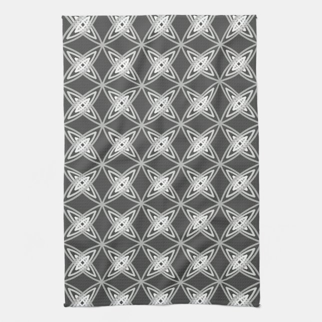 Mid Century Modern Atomic tryck - Kolgrå Kökshandduk (Vertikal)