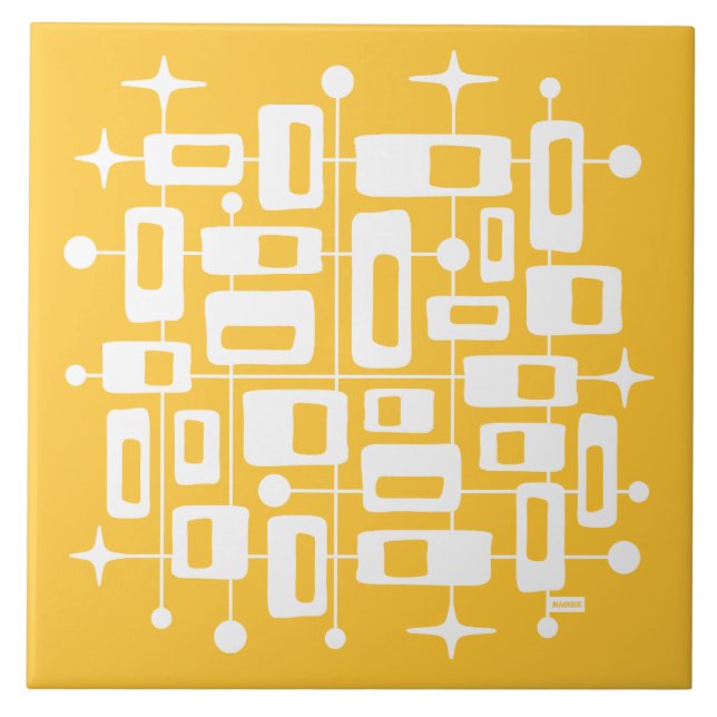 Mid Century Modern Atomisk Abstrakt Kakelplatta (Framsidan)