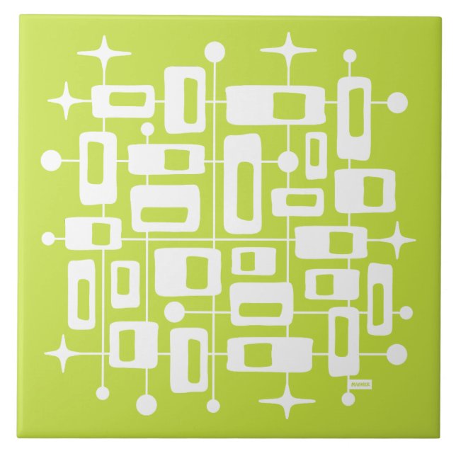 Mid Century Modern Atomisk Abstrakt Kakelplatta (Framsidan)