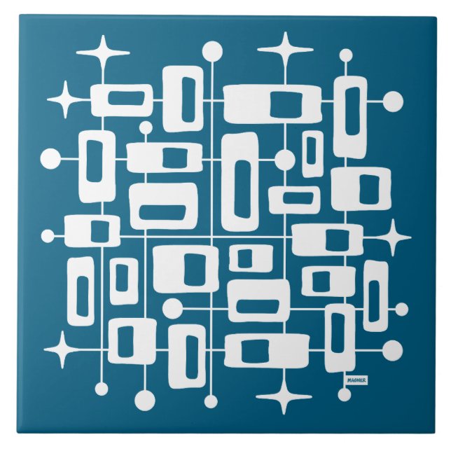 Mid Century Modern Atomisk Abstrakt Kakelplatta (Framsidan)