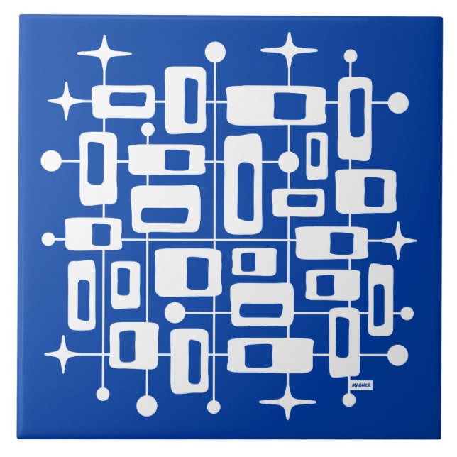 Mid Century Modern Atomisk Abstrakt Kakelplatta (Framsidan)