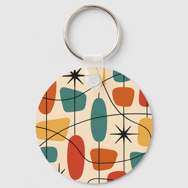 Mid Century Modern Atomisk Abstrakt Nyckelring (Framsida)