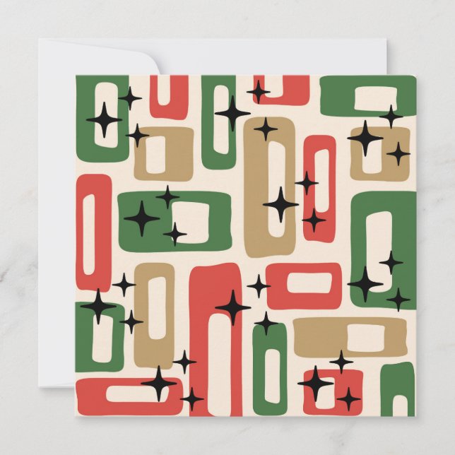 Mid Century Modern Atomisk Jul Inbjudningar (Framsida)