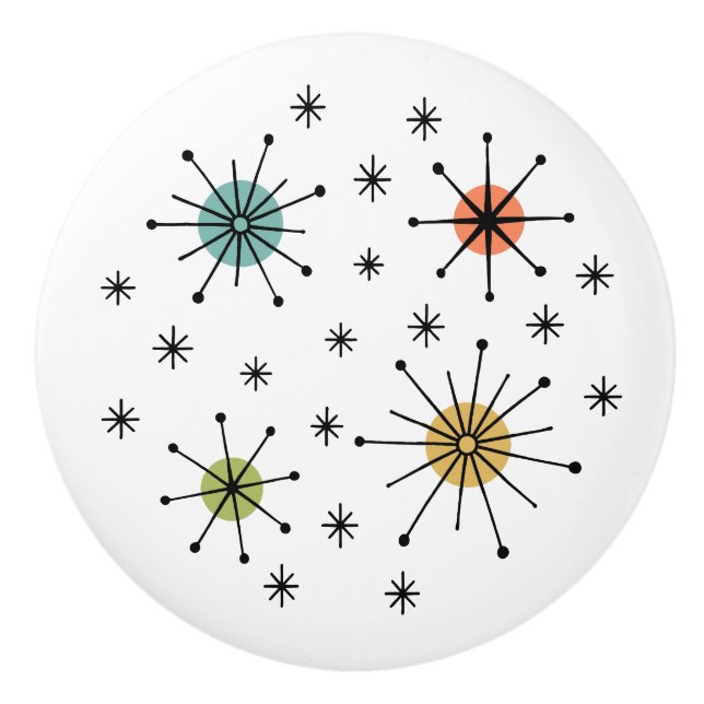 Mid Century Modern Atomisk Solrosmönster Knopp (Framsidan)