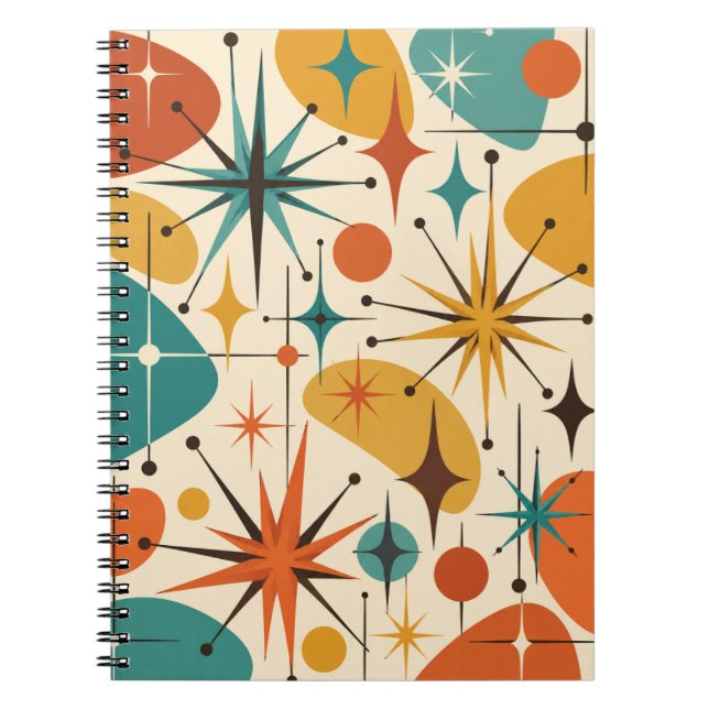 Mid Century Modern Atomisk Stjärnexplosion Anteckningsbok (Framsidan)