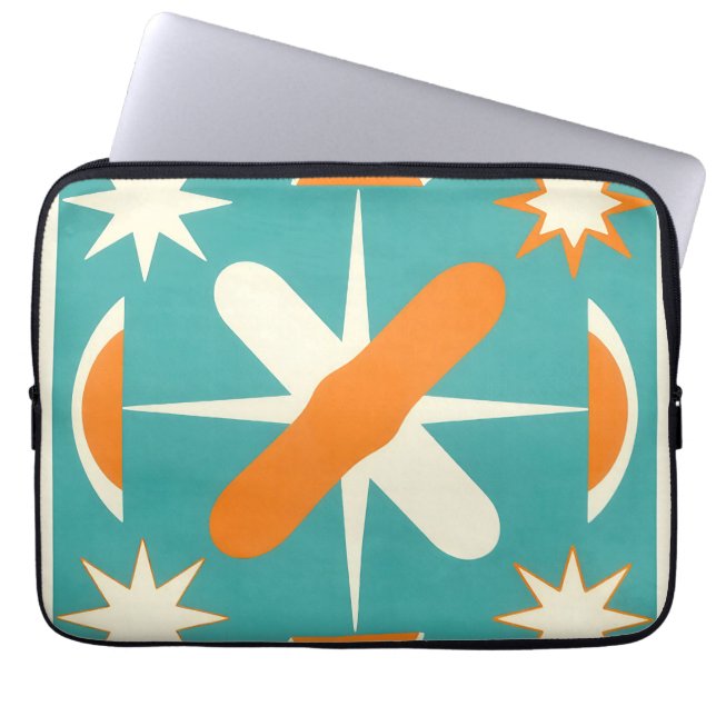 Mid Century Modern Atomisk Stjärnexplosion Laptop Fodral (Framsidan)