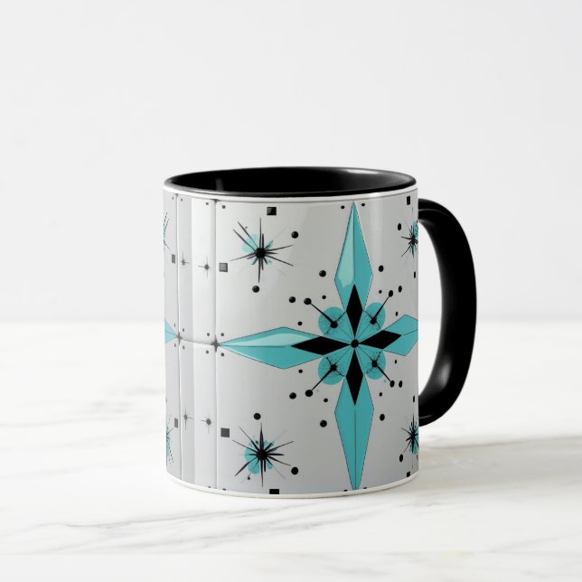 Mid Century Modern Atomisk Stjärnexplosionsmönster Mugg (Framsida höger)