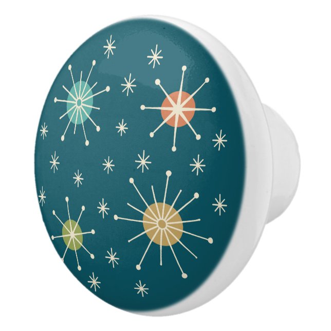 Mid Century Modern Atomisk Stjärnknall Mönster Knopp (Höger)