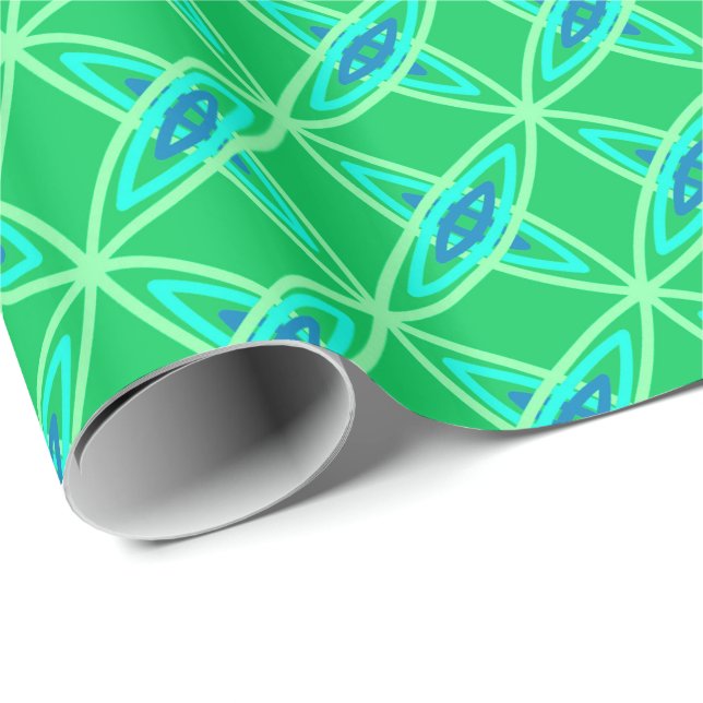 Mid Century Modern Atomisk Tryck - Jadegrön Presentpapper (Rullad Hörn)