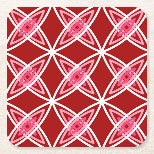 Mid Century Modern Atomisk Tryck - Mörkröd Underlägg Papper Kvadrat (Framsidan)