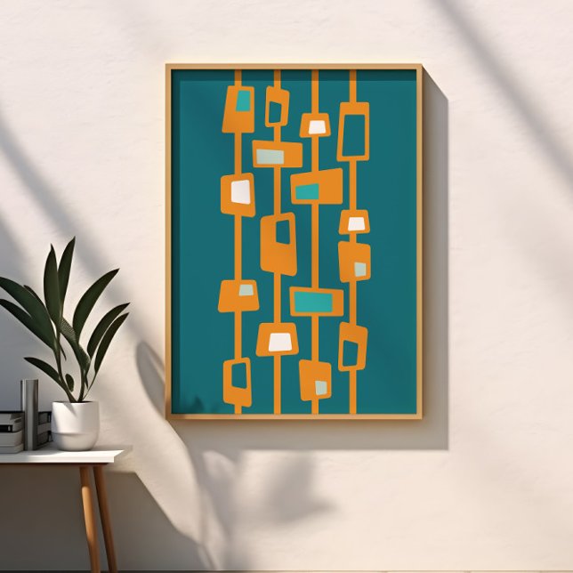 Mid Century Modern Atomiska Funky Block Poster (Skapare uppladdad)