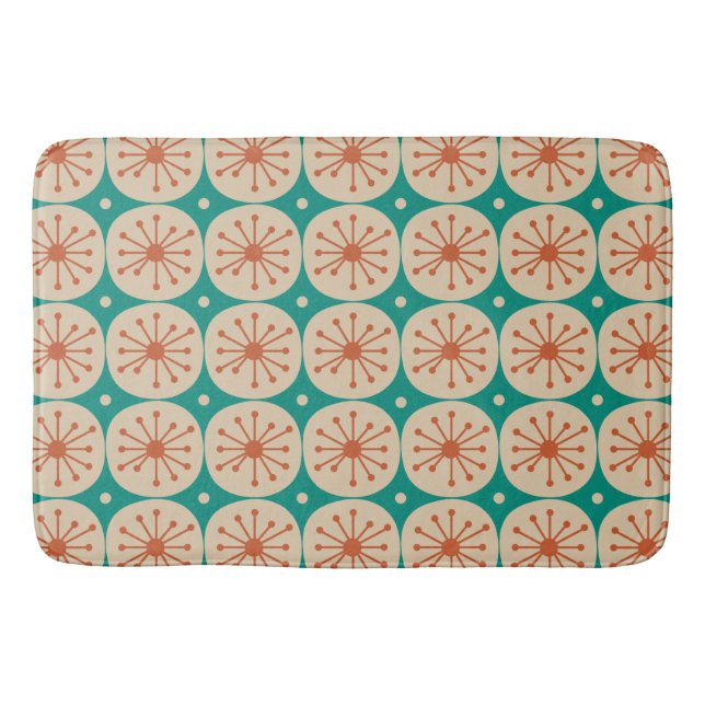 Mid Century Modern Atomiska Prickar Retro Mönster  Badrumsmatta (Framsidan)