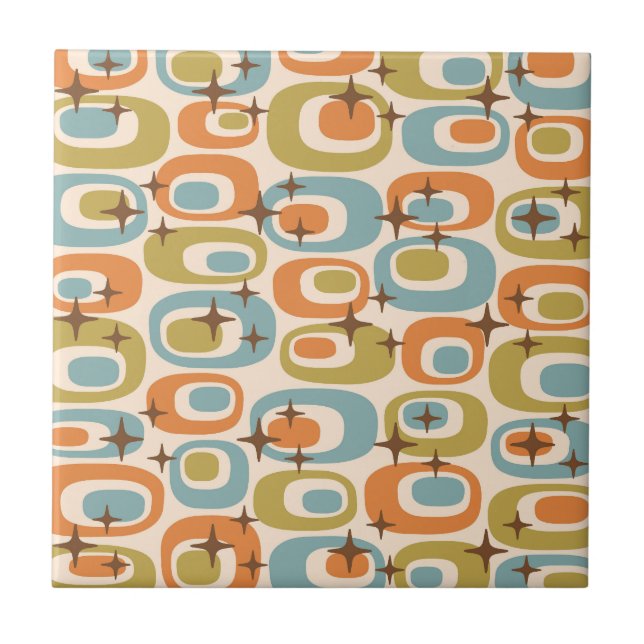 Mid Century Modern Atomiskt Mönster Kakelplatta (Framsidan)