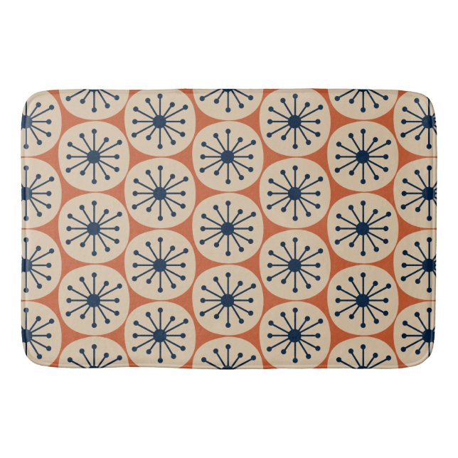 Mid Century Modern Atomprickar Retro Mönster Badrumsmatta (Framsidan)