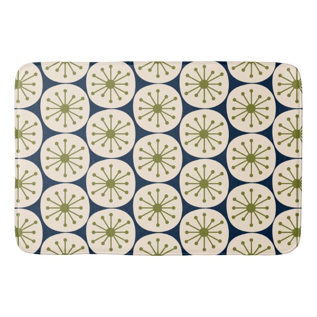 Mid Century Modern Atomprickar Retro Mönster Badrumsmatta (Framsidan)