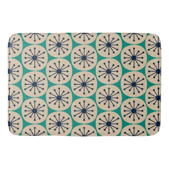 Mid Century Modern Atomprickar Retro Mönster Badrumsmatta (Framsidan)