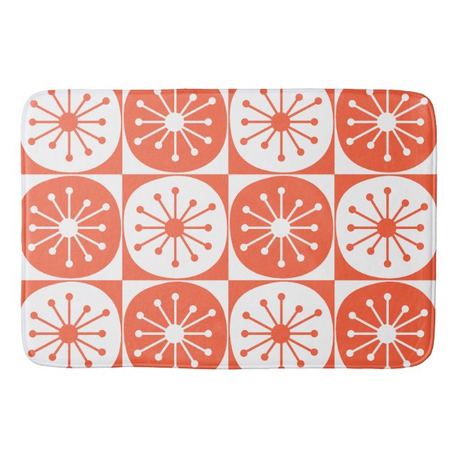 Mid Century Modern Atomprickar Retro Mönster  Badrumsmatta (Framsidan)