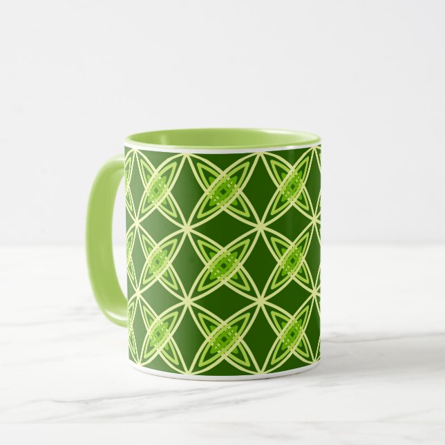Mid Century Modern Atomprint - Olivgrön Mugg (Framsida vänster)