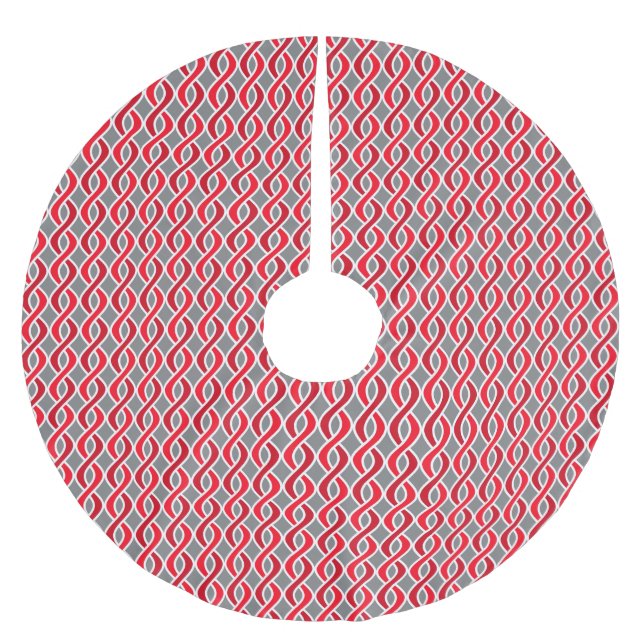 Mid-Century Modern-band, röda och grå Julgransmatta Borstad Polyester (Framsidan)