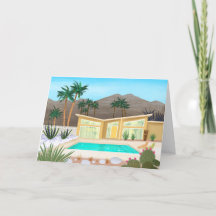 Mid Century Modern Bassäng House Blank Card
