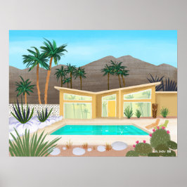 Mid Century Modern Bassäng House Poster