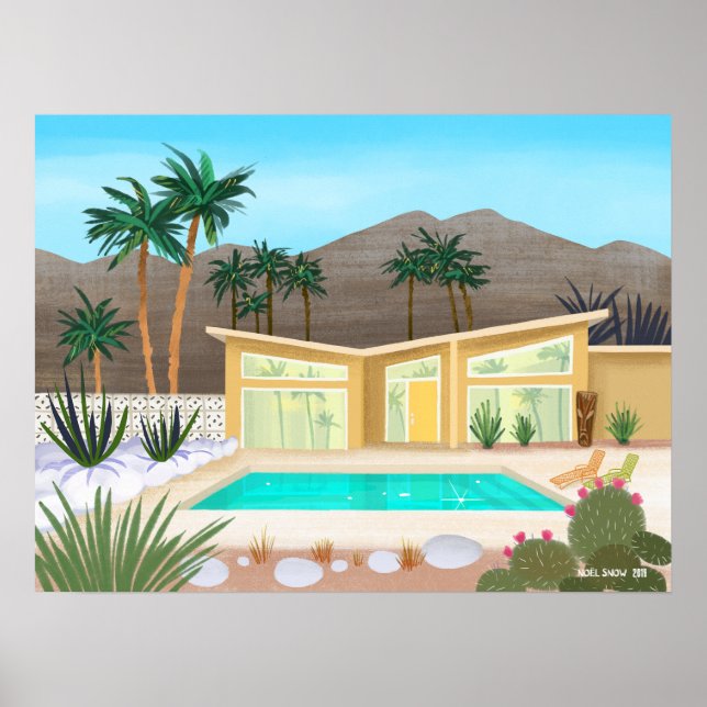 Mid Century Modern Bassäng House Poster (Framsidan)