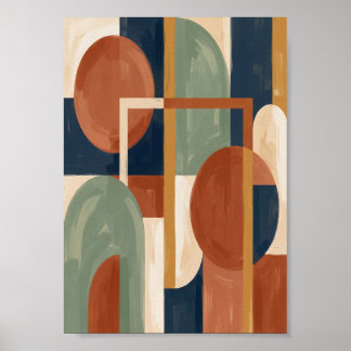Mid Century Modern Bauhaus Abstract Art Print Poster