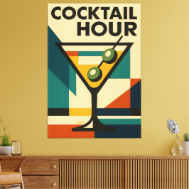 Mid Century Modern Bauhaus Cocktail Hour Martini Canvastryck