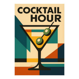 Mid Century Modern Bauhaus Cocktail Hour Martini Fototryck
