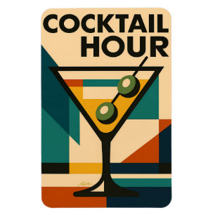 Mid Century Modern Bauhaus Cocktail Hour Martini Magnet