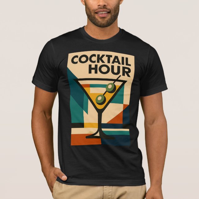 Mid Century Modern Bauhaus Cocktail Hour Martini T Shirt (Framsida)