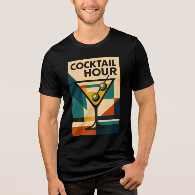 Mid Century Modern Bauhaus Cocktail Hour Martini T Shirt (Framsida)