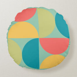 Mid Century Modern BitterSöt Mustard och Olive Rund Kudde