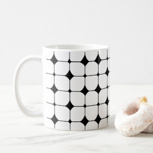 Mid Century Modern Black White Geometric Mönster Kaffemugg