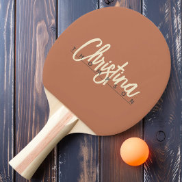 Mid-Century Modern Blekröd Målad Namn Pingisracket