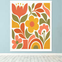 Mid Century Modern Blommig Väggkonst Retro 