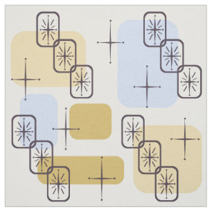 Mid Century Modern Blue Guld Tyg