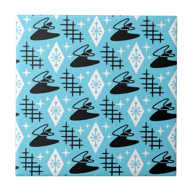 Mid Century Modern Boomerang Mönster Kakelplatta (Framsidan)