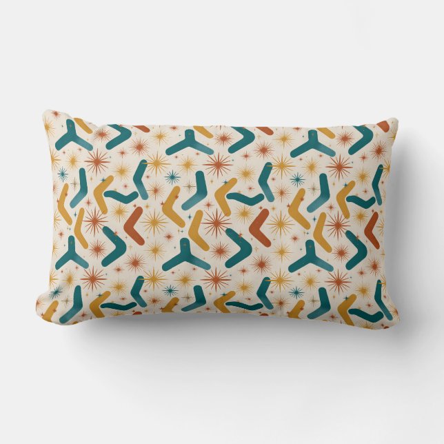 Mid-Century Modern Boomerang & Starburst Retro Lumbarkudde (Framsida)