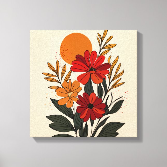 Mid-Century Modern Botanisk Canvas Konst (Framsida)